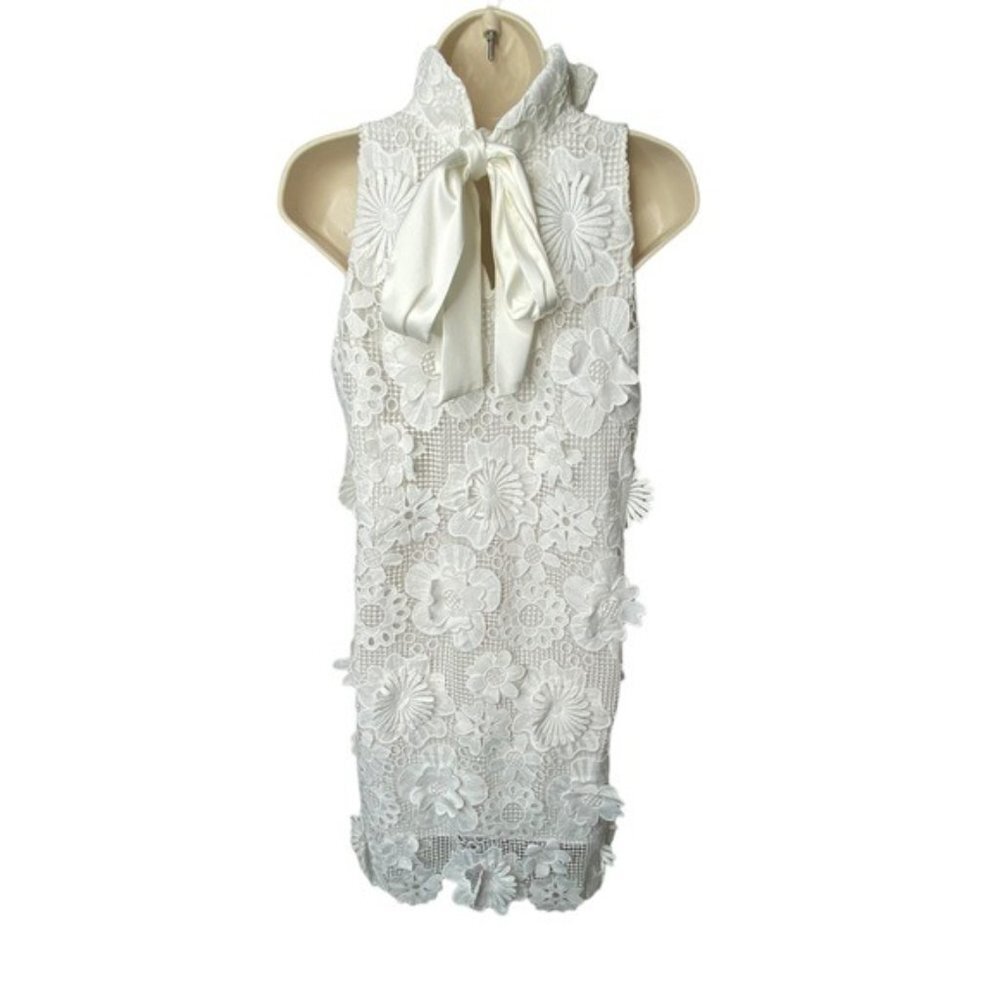 Tuckernuck | NEW Blanc White Guipure Lace Blythe Sleeveless Mini Dress Size M - Picture 6 of 10